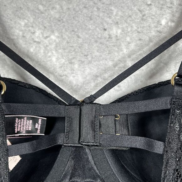 Victoria Secret Very Sexy Strappy Snake Lace Teddy W/Corset Straps 36D Black - Picture 9 of 14